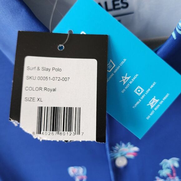SCALES Men's XL Golf Polo UPF 50+ | Clubhouse Performance Hula Surf & Slay NWT - Picture 10 of 13